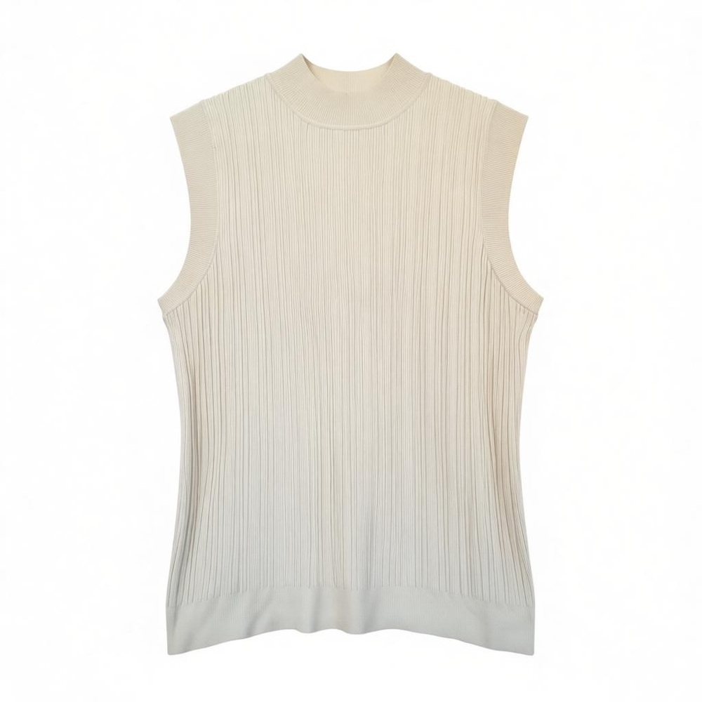 Barneys New York Cream Ribbed Tank Top